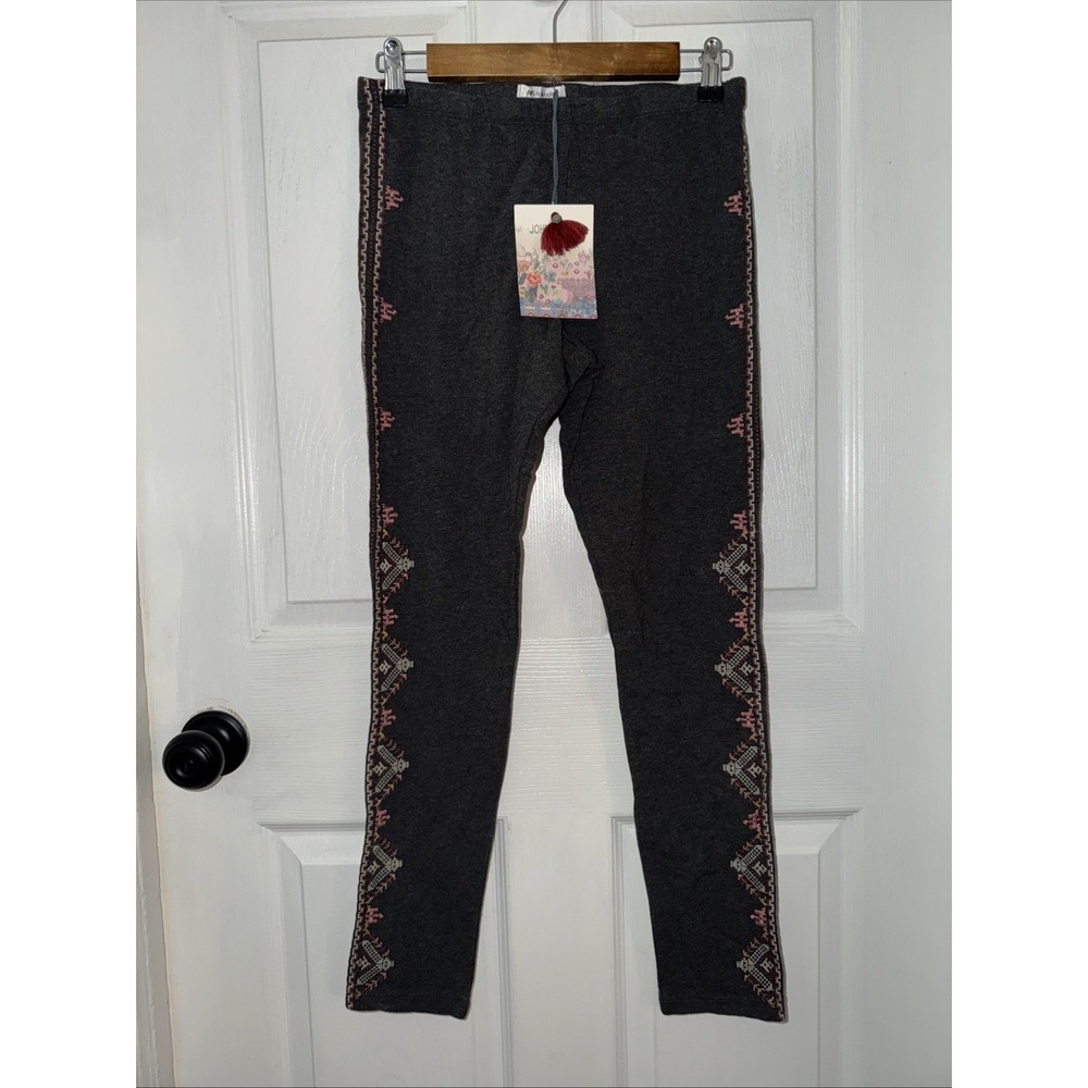 NEW Johnny Was JWLA Aspen Leggings Charcoal Gray Embroidered Boho‎ S Small